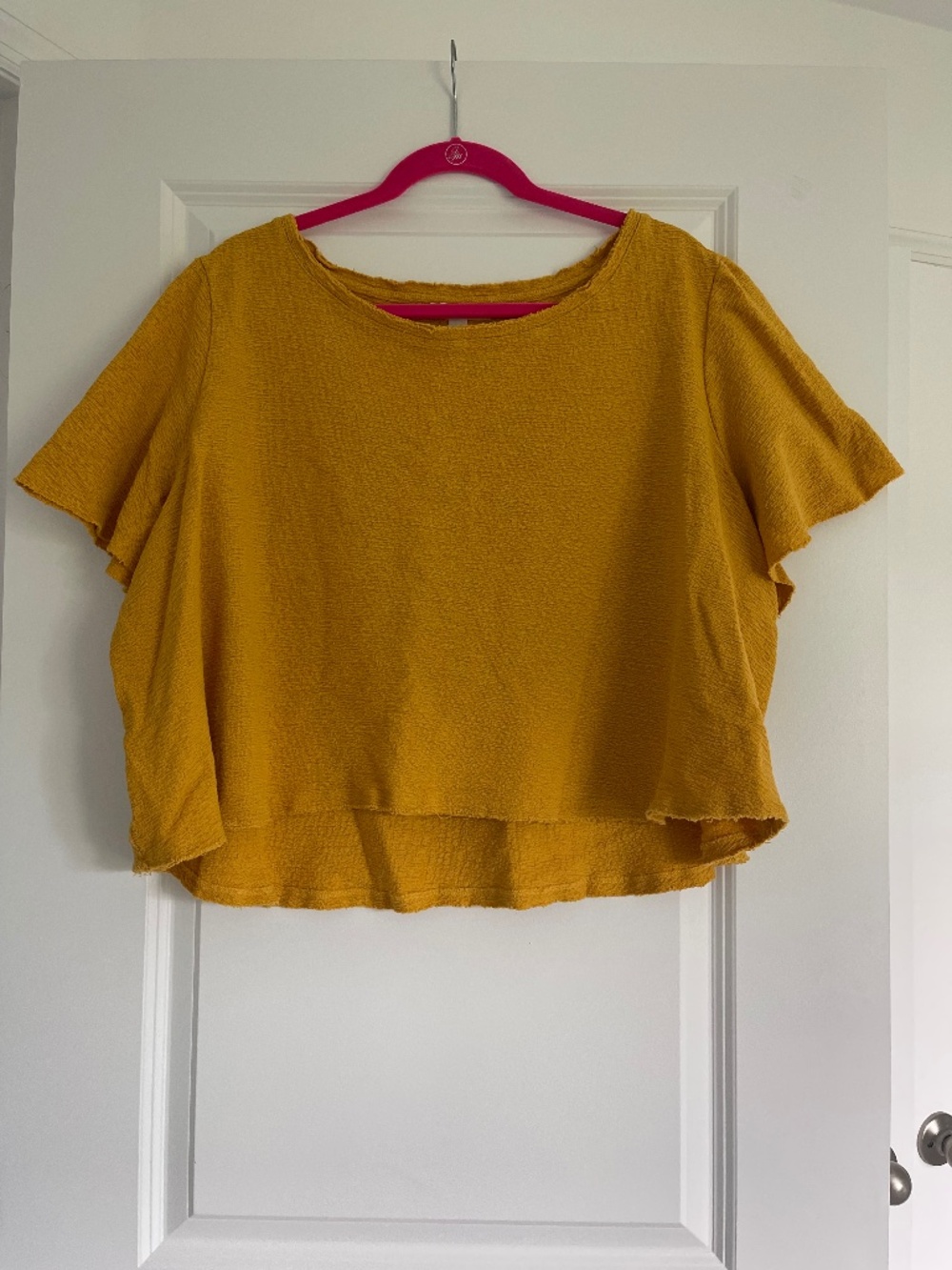 Rachel Hollis Mustard Yellow Flutter Sleeve Top Women’s Size 2XL
